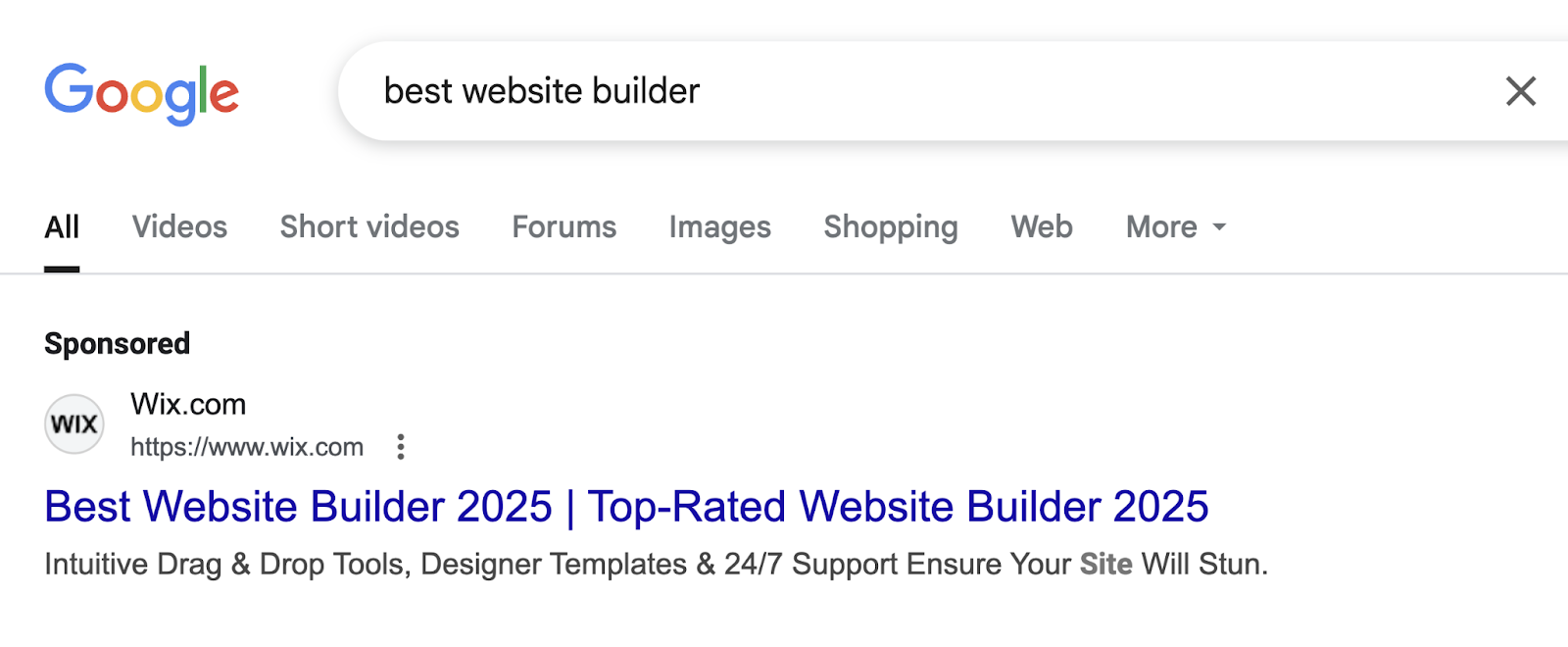 PPC ad with sponsored label appears at the top of results.