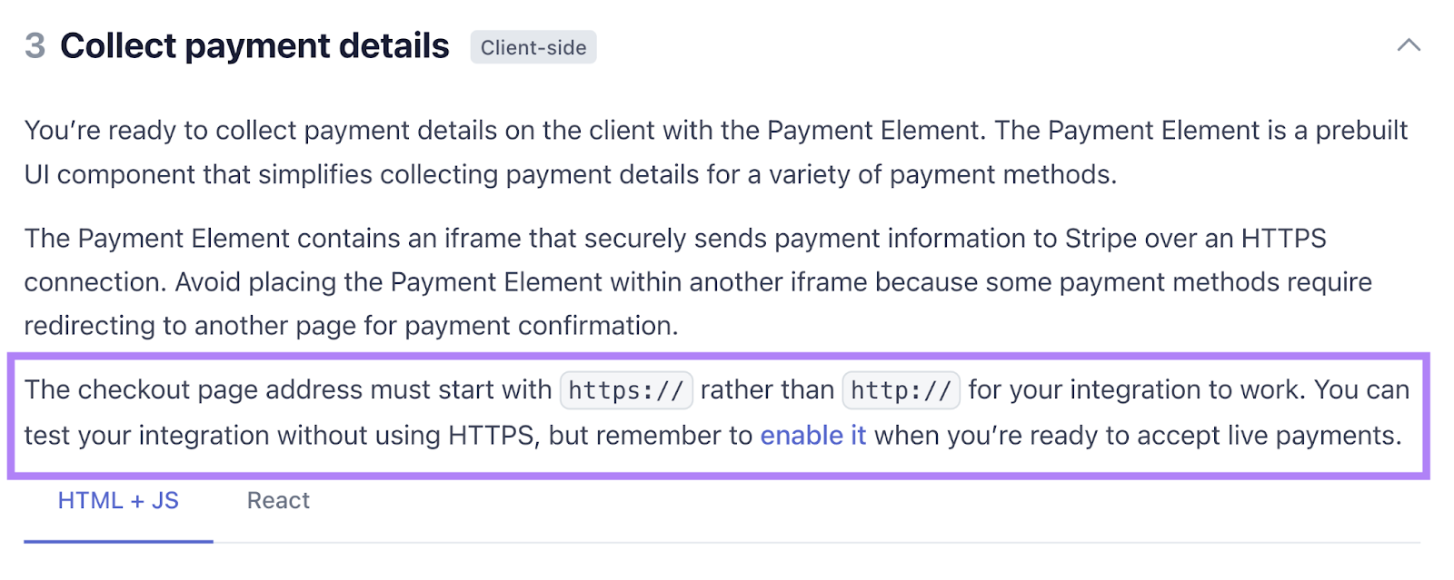The site states the checkout page must start with https:// rather than http:// for your integration to work.